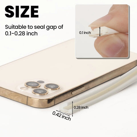 Close-up of V Shaped Foam Weatherstripping Door Seal Strip 19.7 Feet White Self Adhesive Draft Stopper showing thickness and size