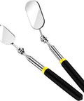 Pair Of Telescoping Inspection Mirrors Extend To 28 Inches With 360 Degree Rotation And Detachable Pocket Mirror For Eyelash Extensions Techs Mechanics And Vehicle Small Parts