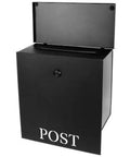 Beefy Outdoor Wall Mount Mailbox Black Weatherproof Mailbox With Big Capacity and Easy Install front view with open lid