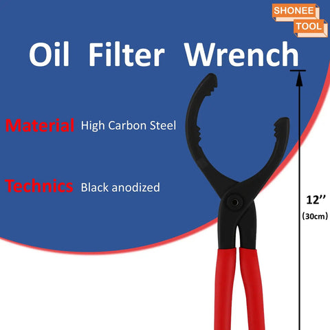 12 Inch Adjustable Oil Filter Wrench With Jaw Capacity From 60 To 102 Mm For Easy Oil Change Universal Pliers Ergonomic Design