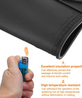 Badass Magnetic Silicone Soldering Mat Work Station Repair Pad Heat Resistant To 500 Celsius Non Slip Folding Surface 21.7 By 15 Inches Black features ruler and a lighter demonstrating heat resistance.
