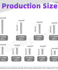 Boss Level 304 Stainless Steel Dowel Pin Assortment Featuring 180 Pieces Across Nine Sizes with size details on the diagram.