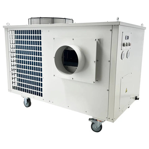 Built Tough Heavy Duty Industrial Portable Air Conditioner 51100 Btu Commercial Spot Cooler Rolling Shop Unit with hose outlet.