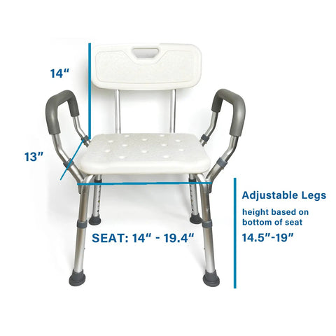 Heavy Duty Adjustable Shower Chair with Padded Armrests and Backrest for Inside Shower Bath Stool Safe Bariatric Shower Seat