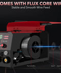 Pro Grade 120 Amp MIG Welder Combo 3 In 1 Gasless Flux Core MIG Lift TIG And Stick Welder with flux core wire feed system visible