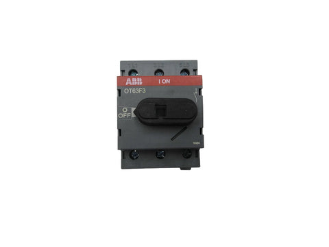Front view of Single 3-Pole 60 Amp Non-Fused Disconnect Unit for Industrial Panels, compact heavy duty electrical switch.