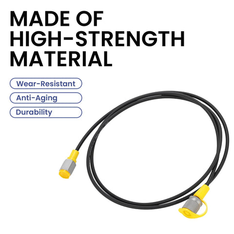 MEASUREMAN hydraulic test hose, 1.6 m, black hose with yellow high-pressure fittings (front view)
