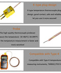 K Type Mini-Connector Thermocouple Temperature Probe Sensor Pack Of 5, 3 Meter Long, yellow plug and probe, compatible device