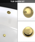 Slick Brushed Gold Tub Drain And Overflow Kit, Universal Heavy Duty Bath Stopper for standard size waste pipe in a bathtub.