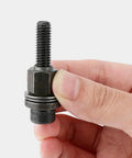Check Out This Heavy Duty Head Rivet Nut Tool Kit With 100 Presses For M3 M4 M5 M6 M8 Fasteners, Perfect For DIY Pros And Metal Pipe Fixin Up Jobs That Need Solid Steel Grip Power Anywhere You Go. M8 steel rivet nut close-up in hand
