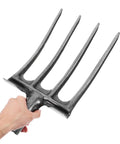 Steel Garden Fork Replacement Head Four Tine Heavy Duty Digging Fork for farm and yard shown being held