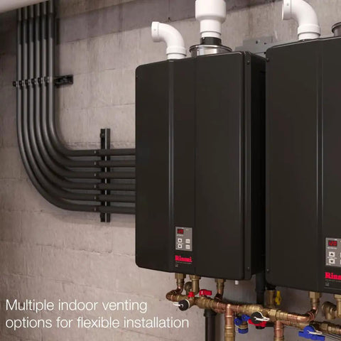 Built Heavy Duty Commercial Propane Tankless Water Heater Runs Straight Up Smooth With Powerful Condensing System Delivers Nine Gallons Per Minute Of Blazing Hot Water Perfect For Indoor Jobs And Non Stop Workflow with indoor venting options.