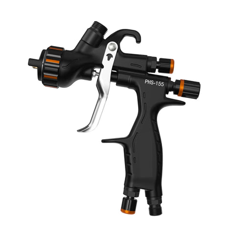 Professional PHS-155 Pneumatic Paint Spray Gun With Interchangeable 1.3mm And 1.8mm Tips showing nozzle and trigger for base coat use.
