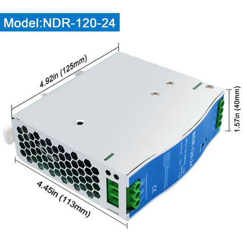 Dual Output 24V DC Power Supply 120W 100-240VAC Input 24V 5A Switch Mode Converter Din Rail Mount Blue Finish Solid Pick For Control Panels And Industrial Projects 10 Pack, 113x125x40mm