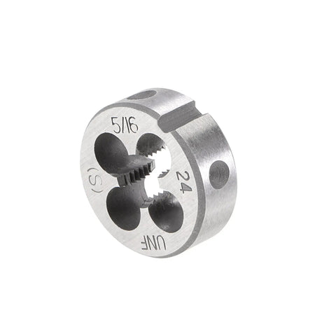 Close-up of 5/16-24 UNF Tap And Die Set HSS Right Hand For Quick Thread Repair And Machining Round Threading Die Included