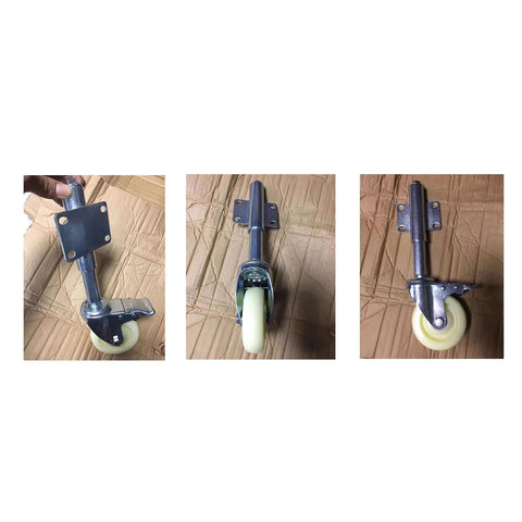 Slick Glide 4 Inch Retractable Factory Door Caster Nylon Spring Shock Absorbing Wheel With Telescopic 30 Mm Stem and tight lock brake view from multiple angles