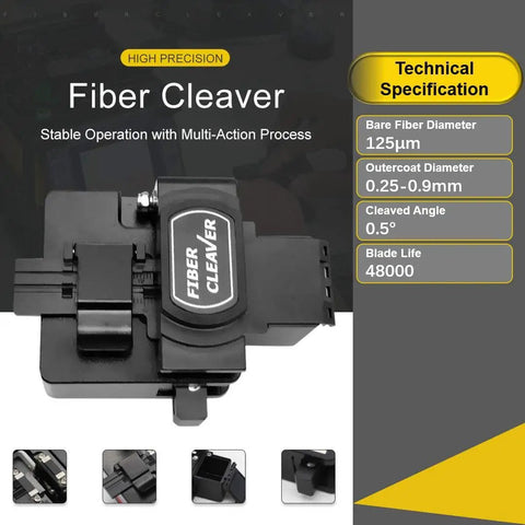 Pro Grade Ultra Precise FTTH Fiber Cleaver With 16 Cleaving Spots And 48000 Cleaves shown with specifications
