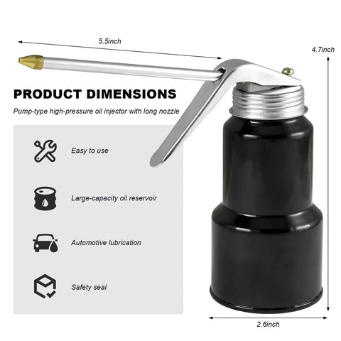 8 Oz Capacity Handy Auto Lubrication Pump Oiler Can With Handle And Straight Spout High Pressure Quick Dispense for maintenance
