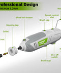 Powerful Rotary Tool Kit With Flex Shaft 200W Motor 6 Speed Levels From 10000 To 40000 RPM 239 Piece Accessory Set details