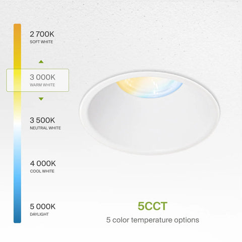 Trimless 4 Inch LED Recessed Downlight Canless 15W 120V Dimmable No Fuss Ceiling Light With J Box 5 CCT 2700K 5000K CRI 90 Plus