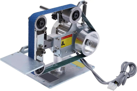 Heavy Duty 1x30 Belt Sander And Disc Grinder With Brushless Motor For Desktop Woodworking, showing compact design and sanding belt.