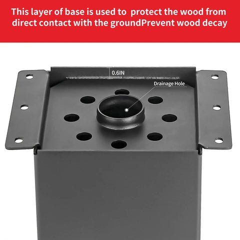 Beefed Up 6x6 Post Base 4 Pack For Standard 6x6 Posts Inner 5.6x5.6 Black Powder Coated Steel Rustproof Outdoor Post Anchor Kit For Deck Pergola Fence
