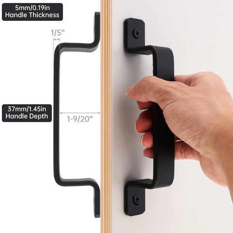 Hand gripping Four Pack Sliding Barn Door Handles Built To Last Heavy Duty Black Gate Pull Handles 7.3 Inch Long With 16 Cm Hole Center
