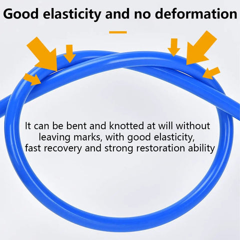 Ability to bend and knot the blue PU pneumatic hose 8mm OD 5mm ID 10m for air compressors and gas transfer without deformation.