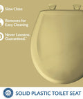 Harvest Gold Round Toilet Seat With Slow Close Hinges And Easy Clean Durable Plastic Construction Made In USA