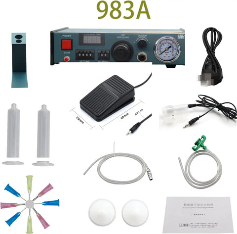 Semi Auto Adhesive Dispenser With Precise 0.01ml Drip Timing, solenoid glue machine with foot pedal, tubes and needles