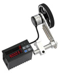 Hella Slick Digital Length Counter With Rugged Roller Wheel Encoder For Cable Wire And Fishing Line, displaying measurement readout.
