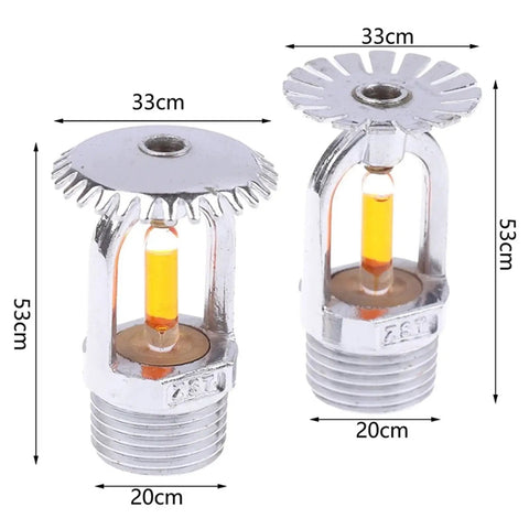 57 Degree Quick Response Fire Sprinkler Head Side Hidden Low Profile Design Ideal For Narrow Ceilings Dead Simple Plug And Play Mount Built Like A Tank Top Shelf Safety Gear close-up showing copper alloy frame and glass element.