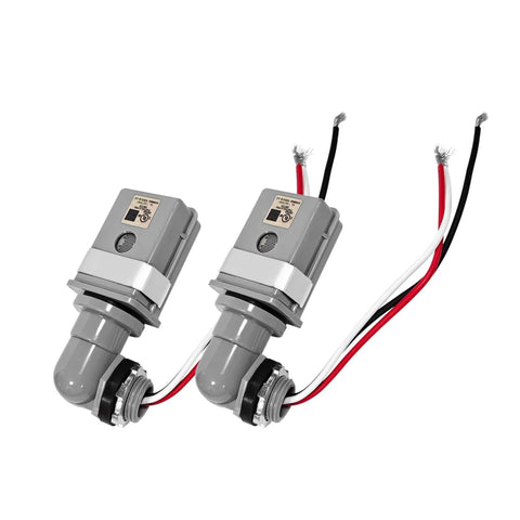 Two Pack Outdoor Dusk To Dawn Photocell Sensor Switch For 120V AC Lighting Auto On At Low Light Off At Bright 1000W Max Waterproof