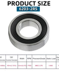 Deep Groove Ball Bearings 17x40x12mm Double Rubber Sealed 2RS Pre Lubed For Smooth Electric Motor Performance product size chart
