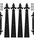 Built Tough Garage Door Handles With Six Pack Soft Close Hinges Real Deal Solid Steel Cabinet Hardware in black, includes decorative hinges and screws.