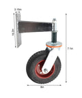Heavy Duty Red Rubber Gate Caster Wheel Featuring Bounce Back Shock Spring And 600 Pound Load Rating For Seamless Universal Fence Glide System, 8in wheel size.
