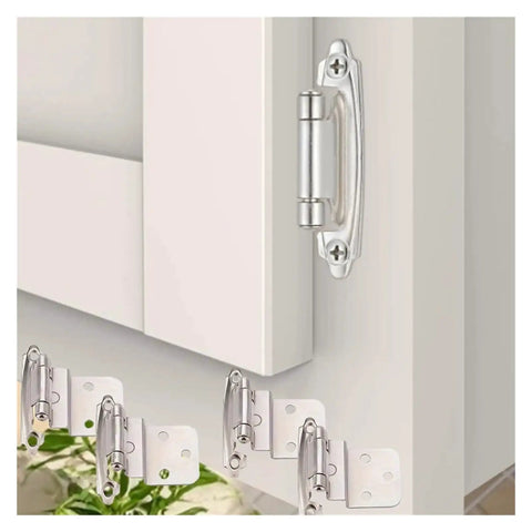 Three Eighths Inch Inset Cabinet Hinges Five Pairs Ten Pieces Self Closing Flush Face Mount Hinges with door bumper on cabinet door