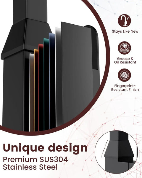 DAYONE Black Square Kitchen Faucet - Modern Pull-Down Sprayer with 2-Mode Kitchen Sink Faucet, 360° Swivel Fits Bar/RV Sinks, SUS 304 Stainless Steel with Square Deck Plate features unique design with premium SUS304 stainless steel.
