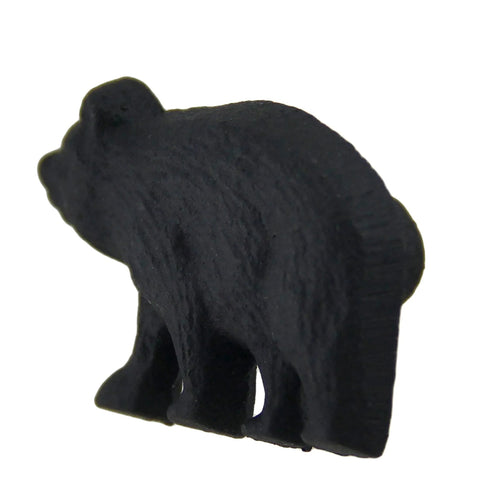 Side view of Rustic Black Bear Drawer Knob, metal, 2 inch wide, part of the Rustic Black Bear Drawer Knobs Set Of 4 Metal Cabinet And Drawer Pulls
