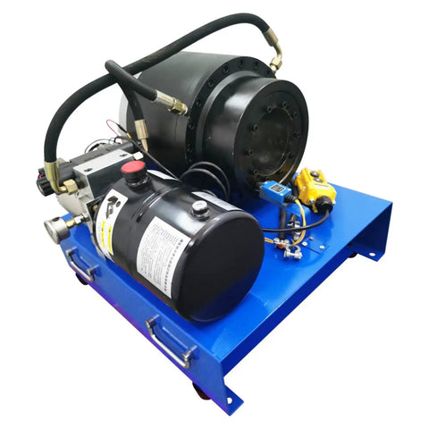 Shop Ready 12v Portable Electric Hydraulic Hose Crimping Machine With Ten Heavy Die Sets Quarter To Two Inch Range Three Hundred Ton Press for field repairs.