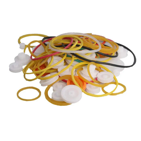 84 Type Plastic Gears Set With Belt Pulleys For DC Motor DIY Robots And Model Toys, Includes Massive 40 Gear Wheels, 40 Rubber Bands, And 4 Rubber Drive Belts For Versatile Gear Train Projects