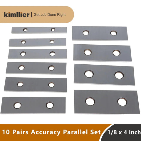 Ten Pairs Of Four Inch Steel Parallel Gauge Blocks One Eighth Inch Thick With Accuracy Of 0.0002 Inch Ideal For Machinists And DIY Enthusiasts Pro Grade For Precision Work In CNC Milling And Calibration Shipped In Wooden Or Plastic Box Randomly