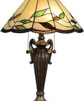 Falhouse Table Lamp in Antique Bronze With Resin Base and Hand Rolled Art Glass Shade, Pull Chain, On and Off Socket, Retro Design