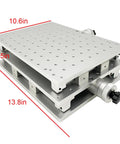 Built Tough Two Axis Moving Table For Laser Marking And Engraving Machine Portable XY Axis Workbench, aluminum alloy, side view.