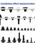 Installation effect demonstration of Cool Silent T-Plug Silicone Rubber Stopper Kit For Door Gaskets And Hole Plugs, black and white sizes