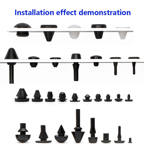 Installation effect demonstration of Cool Silent T-Plug Silicone Rubber Stopper Kit For Door Gaskets And Hole Plugs, black and white sizes