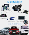 All In One USB C Car Charger With 168W Power, Dual 12V and 24V Cigarette Lighter Socket Splitter shown with connected devices