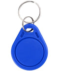 Close-up of blue key fob from 100 Pack 125KHz RFID Key Fobs For Door Access Control Read Only EM ID Cards With Unique Preprogrammed IDs