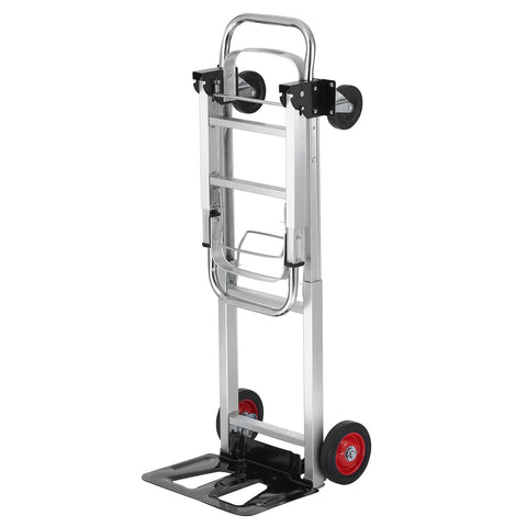 VEVOR aluminum folding hand truck, 2-in-1 design, collapsible dolly with rubber wheels