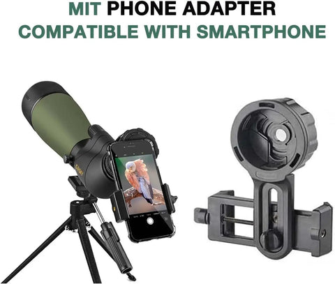 Go To 20 To 60x80 HD Spotting Scope With Tripod And Smartphone Adapter setup view
